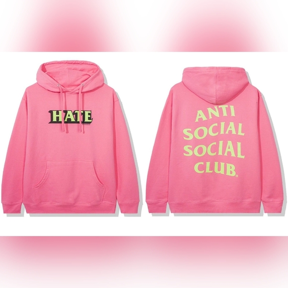 Anti Social Social Club Hate Samsies Pink Logo Hoodie Men's Size XXL Brand New - Picture 1 of 14